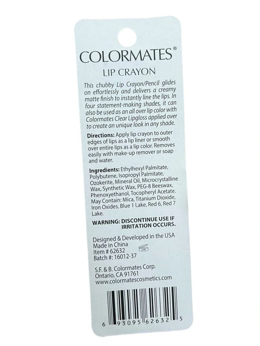 Colormates Lip Crayon Espresso 62632 Dark Brown Moisturizing Lipstick NIP